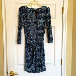 NWT Cynthia Rowley Dress 3/4 sleeve v-neck printed knee-length